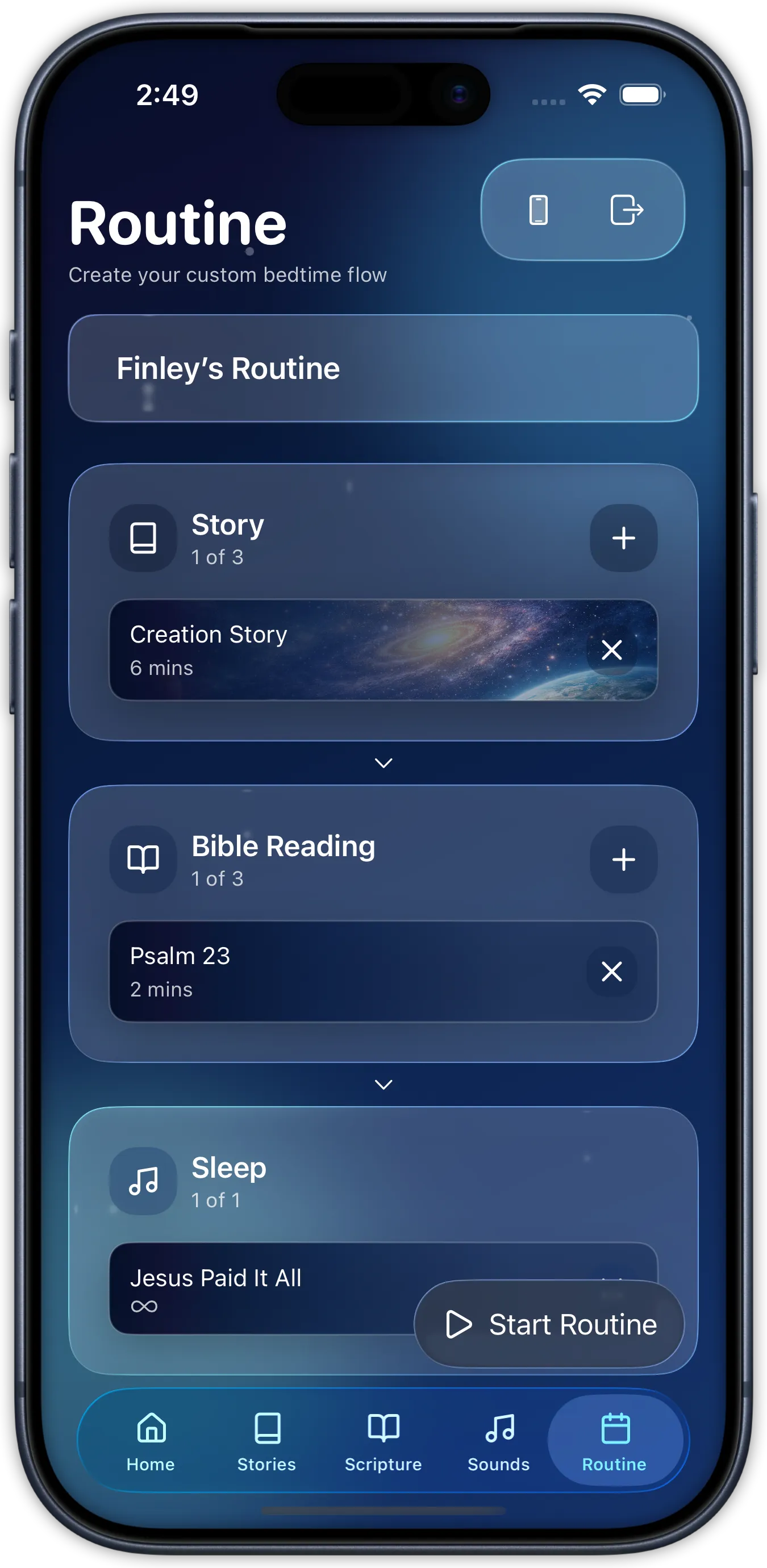 The Meadow app nightly routine builder